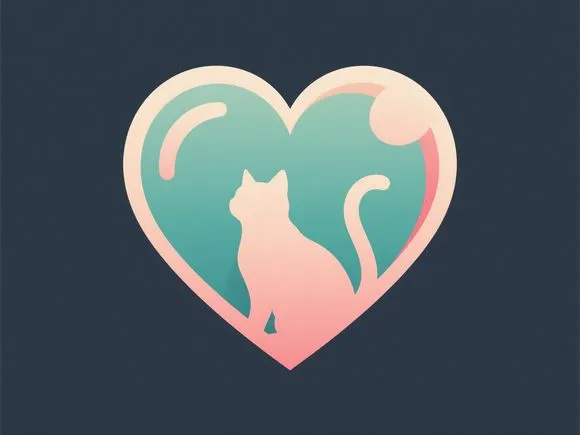 A stylized graphic combining a healthy heart symbol with a subtle cat silhouette integrated within it.